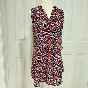 Small Sleeveless Tunic Top Top - Orange Blue Stitch Fix Abstract Pattern